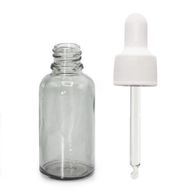 30 ml dymovošedá sklenená fľaštička s kvapátkom s bielou pipetou