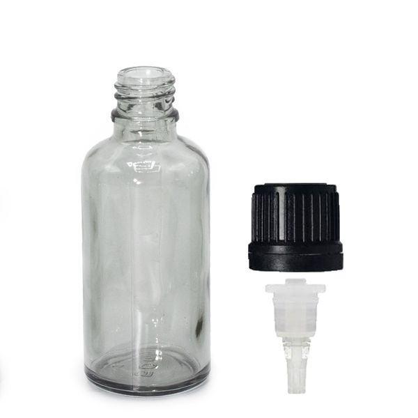 50 ml sklenená fľaša s kvapkadlom v dymovo sivej farbe s kvapkadlovým uzáverom