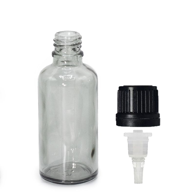 50 ml sklenená fľaša s kvapkadlom v dymovo sivej farbe s kvapkadlovým uzáverom