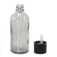 100 ml sklenená fľaša s kvapkacím uzáverom odolným voči deťom v dymovo-sivej farbe