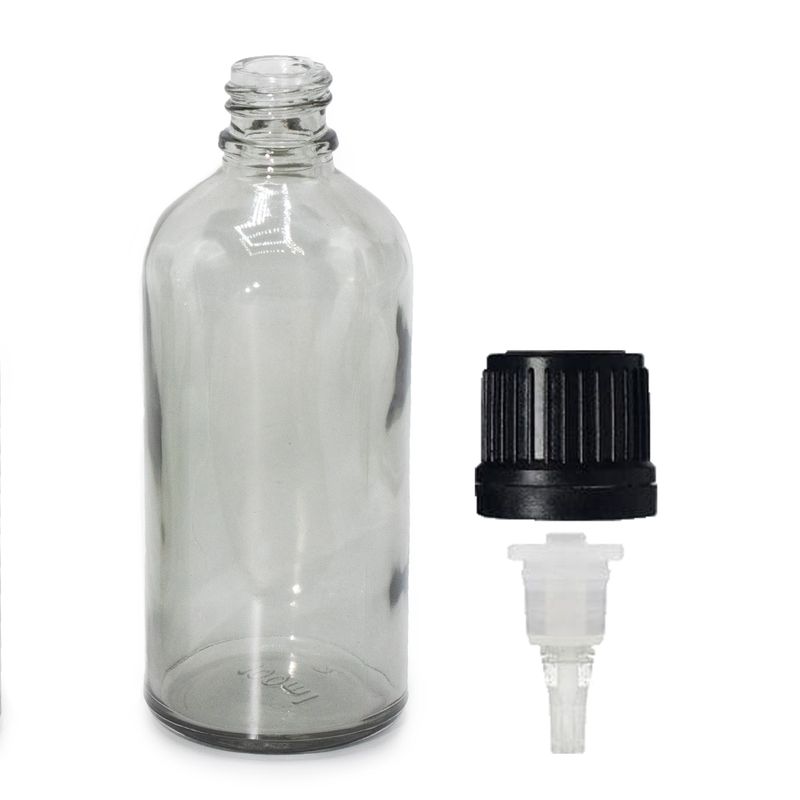 100 ml sklenená fľaša s pipetovým uzáverom v dymovo-šedej farbe