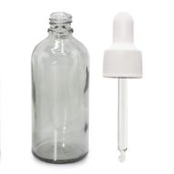 100 ml dymovo sivá sklenená fľaštička s kvapkadlom a bielou pipetou