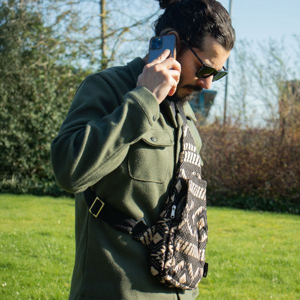 Jacquardové Prírodné Tašky - Púštny Tkáčsky Vzor - Crossbody Taška
