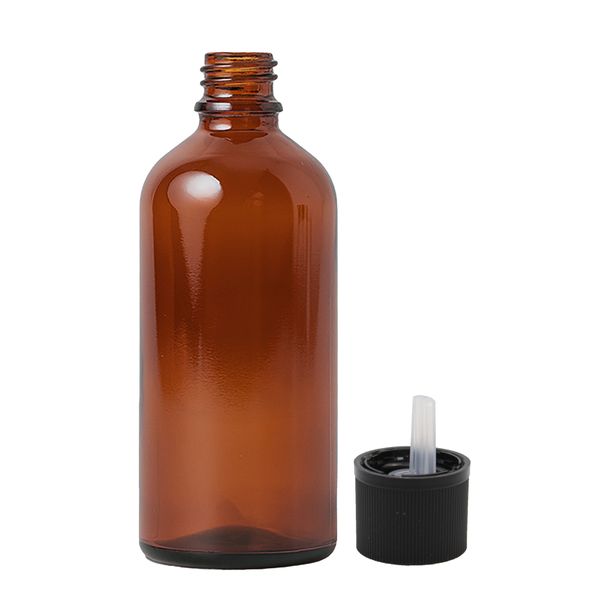 100 ml ambrózna sklenená fľaštička s kvapkadlom a uzáverom s detskou poistkou