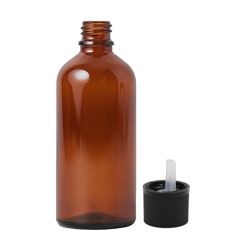 100 ml ambrózna sklenená fľaštička s kvapkadlom a uzáverom s detskou poistkou