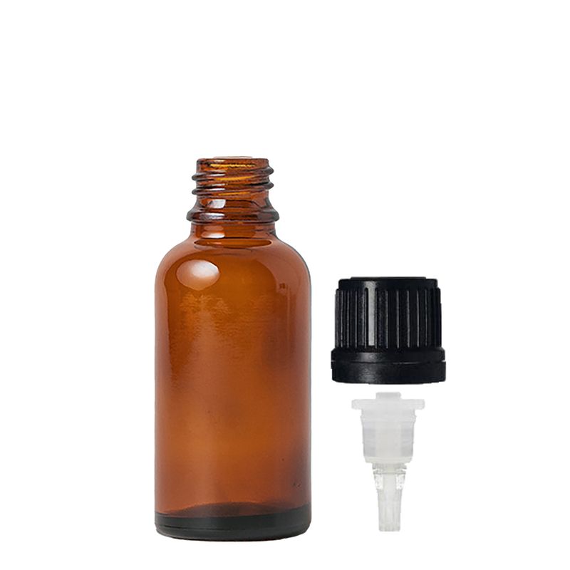 30 ml fľaštička z ambrového skla s kvapkacím uzáverom TE