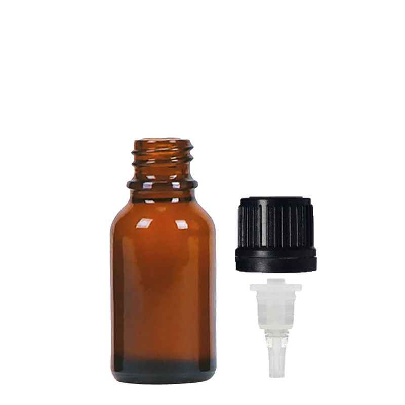 15 ml Jantárová Sklenená Fľaška s Kvapkadlom a Uzáverom TE