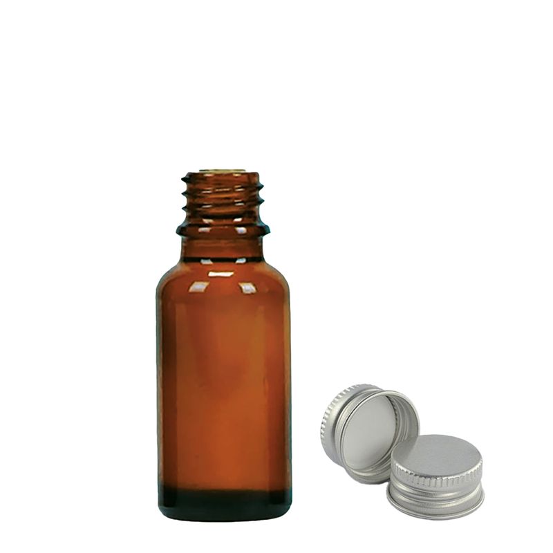 20 ml Fľaška z Jantárového Skla s Hliníkovým Uzáverom