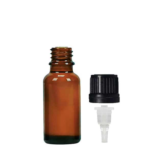 20 ml Jantárová Sklenená Fľaška s Kvapkadlom a Uzáverom TE