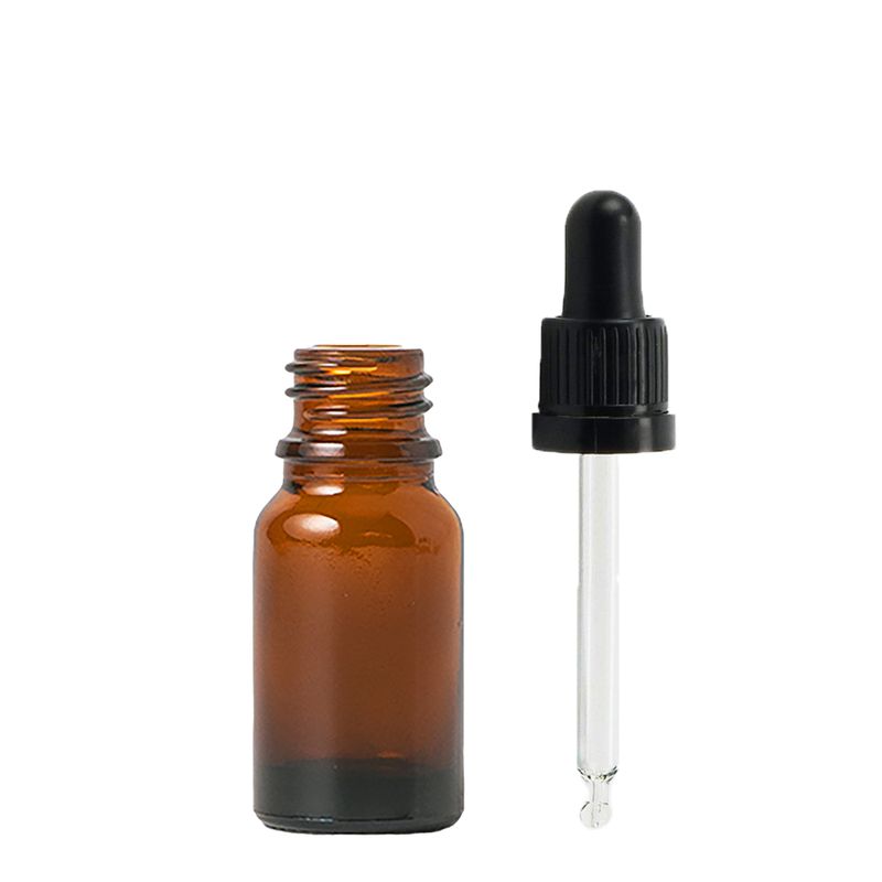 10 ml ambrózna sklenená fľaštička s čiernou pipetou