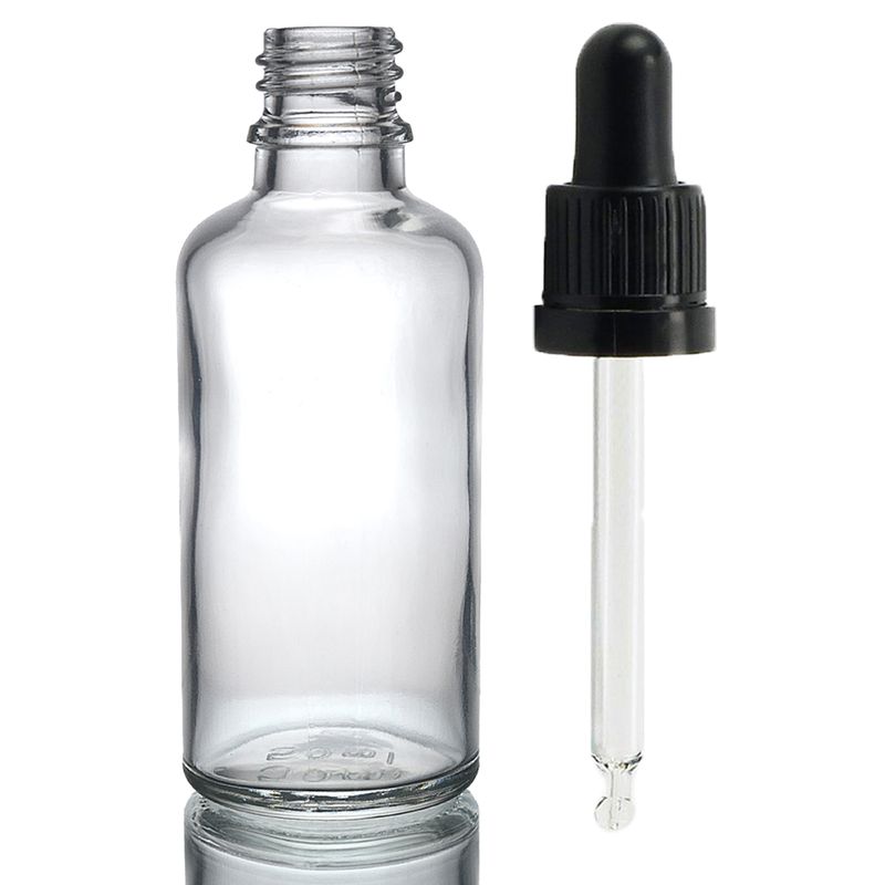 100ml Číra Sklenená Fľaška s Kvapkadlom s Čiernou T/E Pipetou