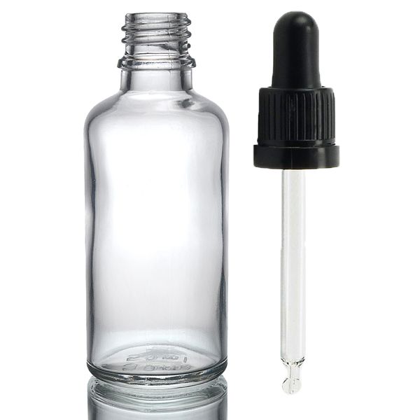 100ml Číra Sklenená Fľaška s Kvapkadlom s Čiernou T/E Pipetou