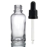 30ml Číra Sklenená Fľaška s Kvapkadlom s Čiernou T/E Pipetou