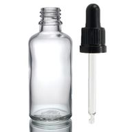 50ml Číra Sklenená Fľaška s Kvapkadlom s Čiernou T/E Pipetou