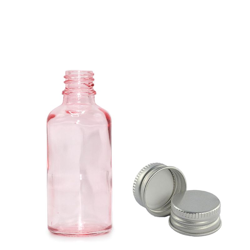 10ml Ružová Sklenená Fľaška  s Hliníkovým Uzáverom