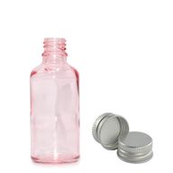 30ml Ružová Sklenená Fľaška  s Hliníkovým Uzáverom