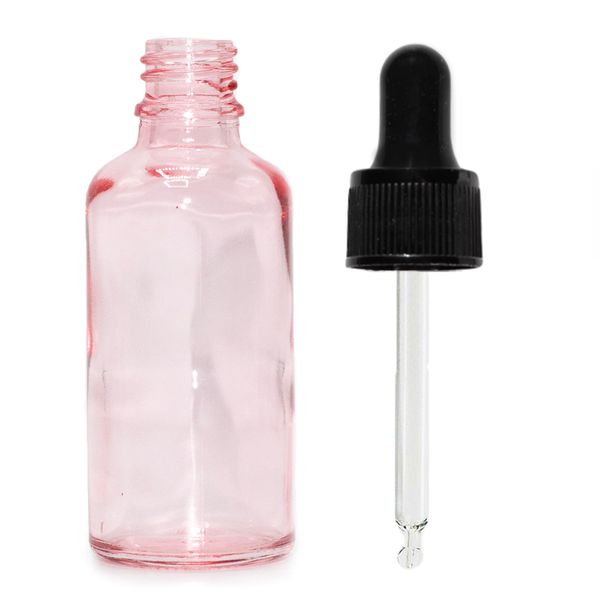 100ml Ružová Sklenená Fľaška s Čiernou T/E Pipetou