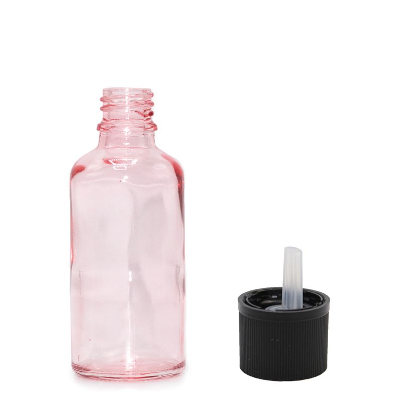 30ml Ružová Sklenená Fľaška s Uzáverom s Detskou Poistkou