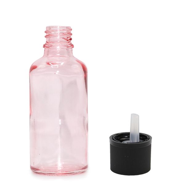 50ml Ružová Sklenená Fľaška s Uzáverom s Detskou Poistkou