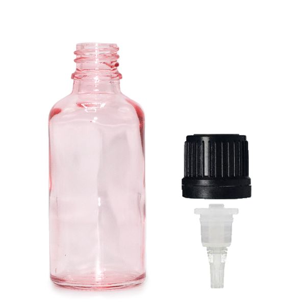 50ml Ružová Sklenená Fľaška s Kvapkadlom