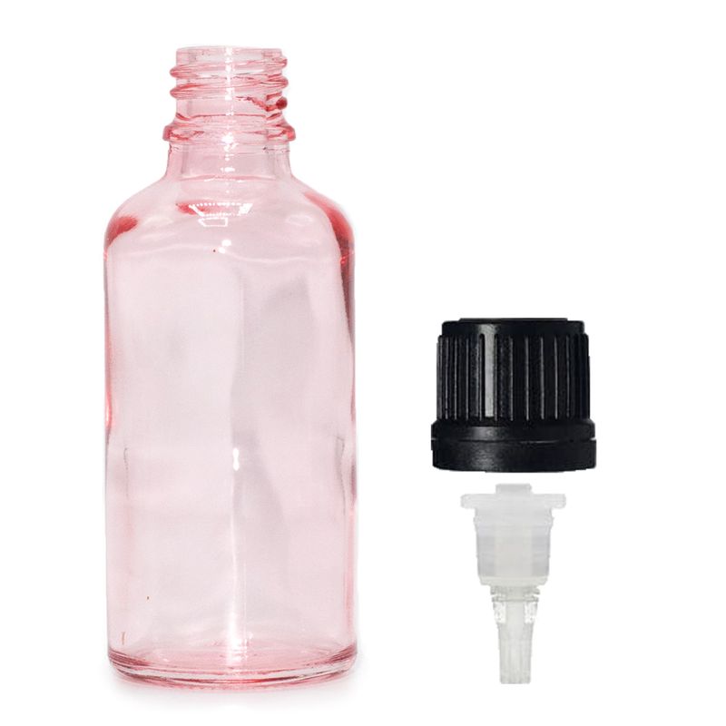 100ml Ružová Sklenená Fľaška  s Kvapkadlom