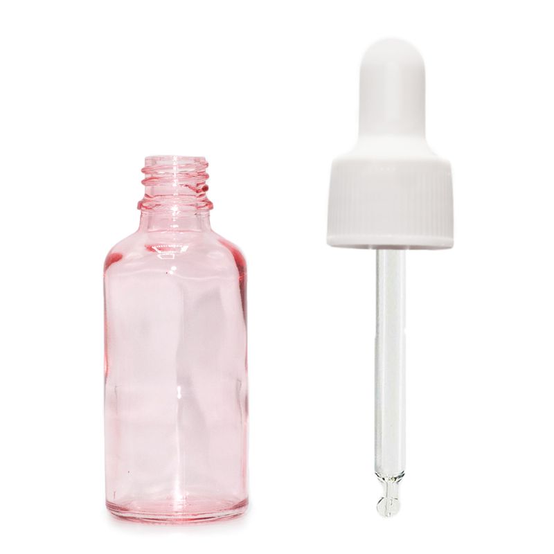 10ml Ružová Sklenená Fľaška  s Bielou Pipetou