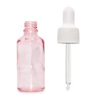 30ml Ružová Sklenená Fľaška  s Bielou Pipetou