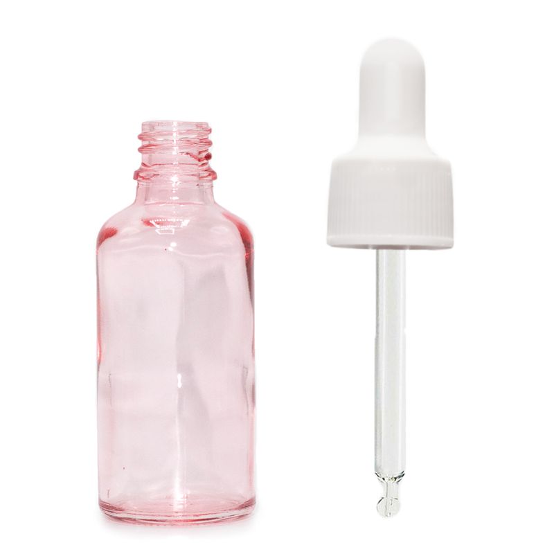 30ml Ružová Sklenená Fľaška  s Bielou Pipetou