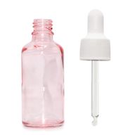 50ml Ružová Sklenená Fľaška  s Bielou Pipetou