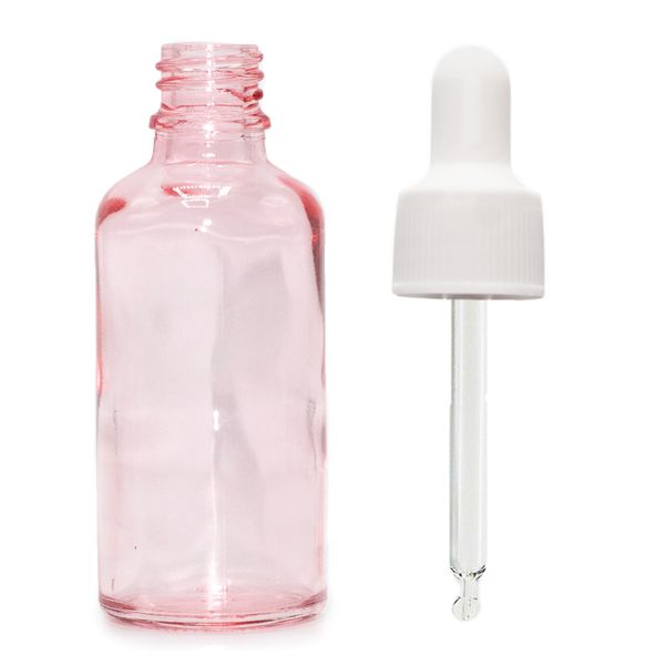 100ml Ružová Sklenená Fľaška s Bielou Pipetou