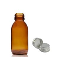 100ml Jantárová Sklenená Fľaša s  Hliníkovým Uzáverom