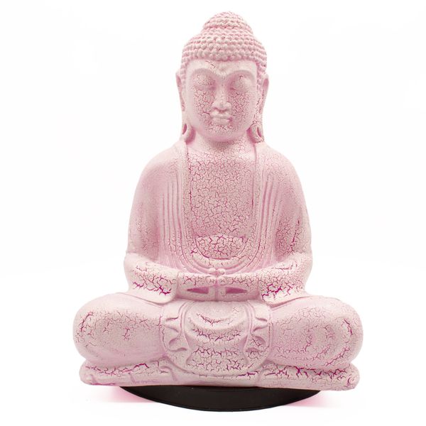 Meditačné Tienidlo s Budhom - Čerešňové Popraskaný Efekt – Oválny Podstavec