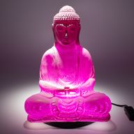 Meditačné Tienidlo s Budhom - Čerešňové Popraskaný Efekt – Oválny Podstavec