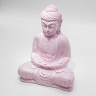 Meditačné Tienidlo s Budhom - Čerešňové Popraskaný Efekt – Oválny Podstavec