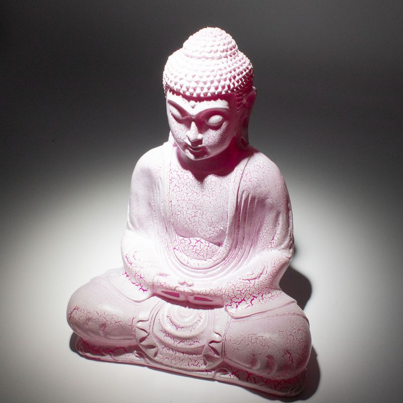 Meditačné Tienidlo s Budhom - Čerešňové Popraskaný Efekt – Oválny Podstavec