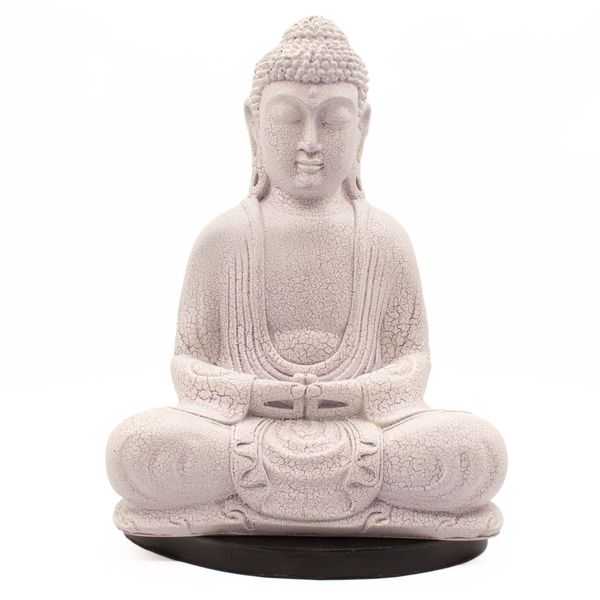Meditačné Tienidlo s Budhom - Levanuľové Popraskaný Efekt - Oválny Podstavec