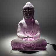 Meditačné Tienidlo s Budhom - Levanuľové Popraskaný Efekt - Oválny Podstavec