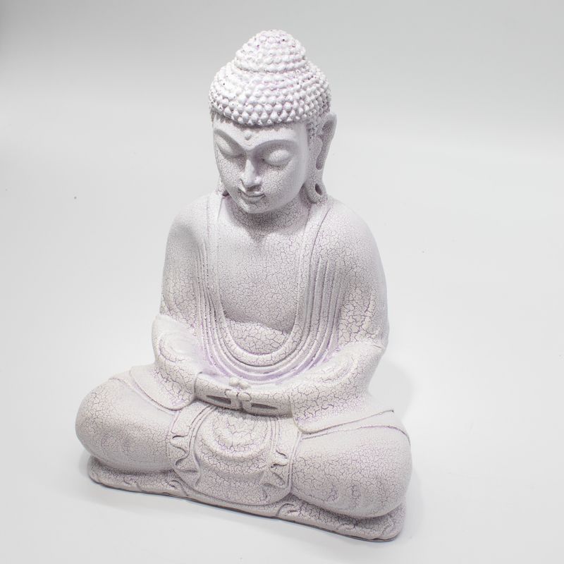 Meditačné Tienidlo s Budhom - Levanuľové Popraskaný Efekt - Oválny Podstavec