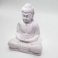 Meditačné Tienidlo s Budhom - Levanuľové Popraskaný Efekt - Oválny Podstavec