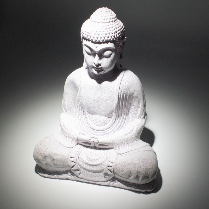 Meditačné Tienidlo s Budhom - Levanuľové Popraskaný Efekt - Oválny Podstavec