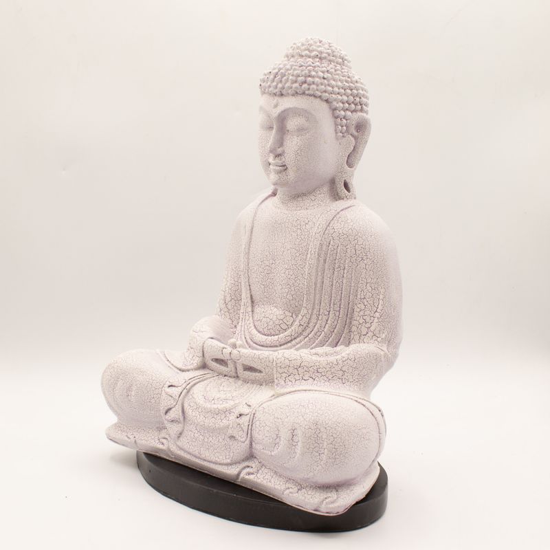 Meditačné Tienidlo s Budhom - Levanuľové Popraskaný Efekt - Oválny Podstavec