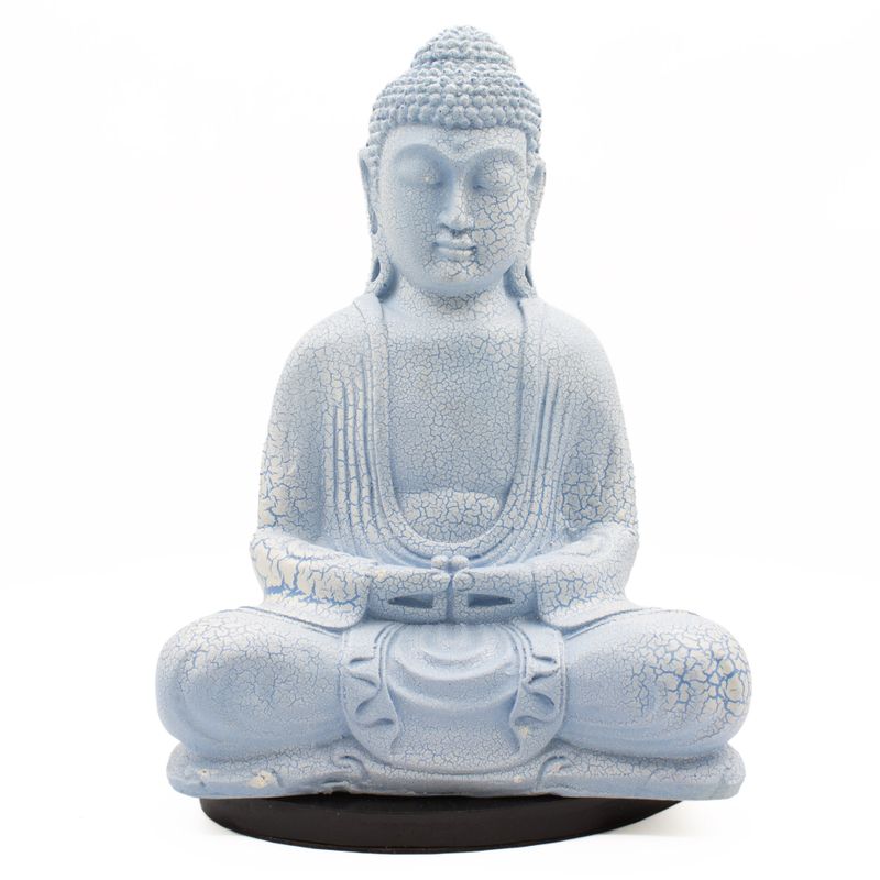 Meditačné Tienidlo s Budhom - Belaso Modré - Oválny Podstavec