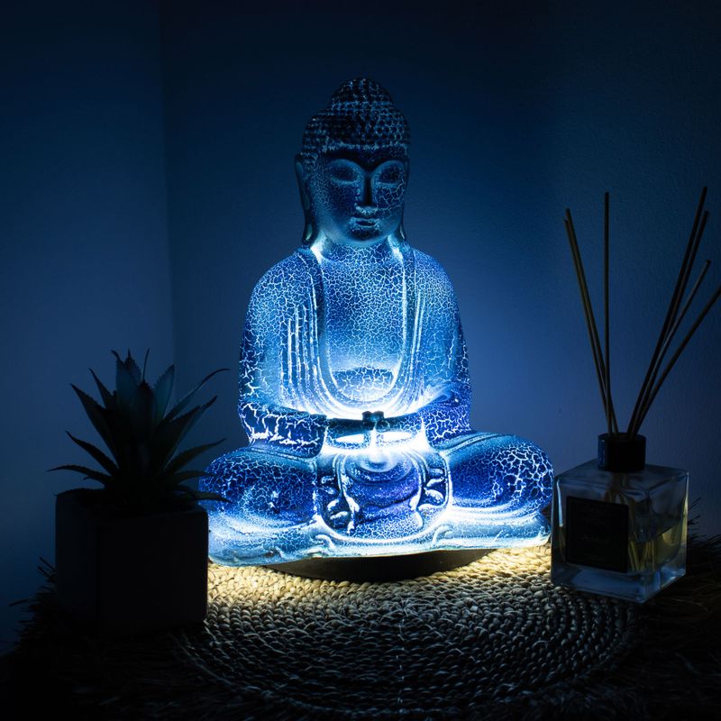 Meditačné Tienidlo s Budhom - Belaso Modré - Oválny Podstavec