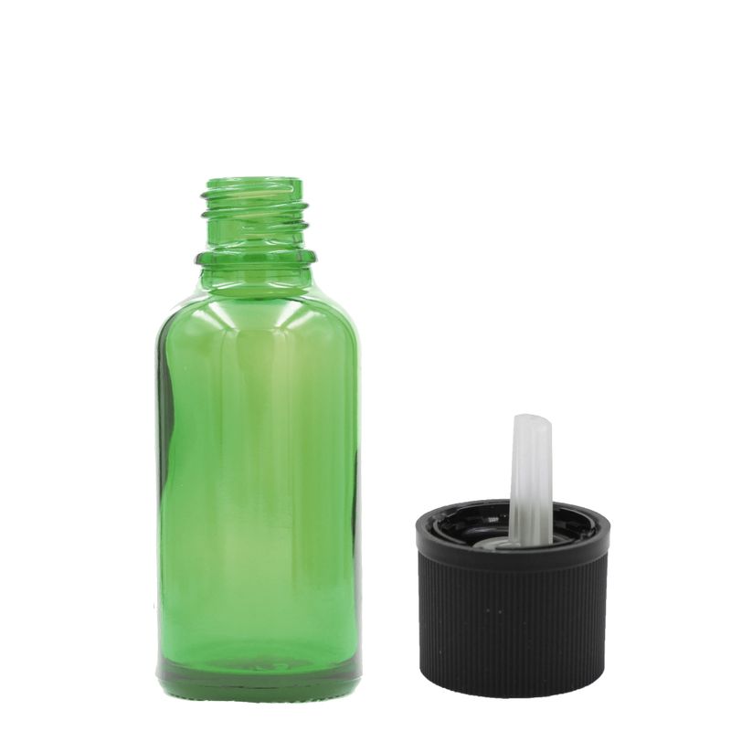 15ml Zelená Sklenená Fľaška s Uzáverom s Detskou Poistkou