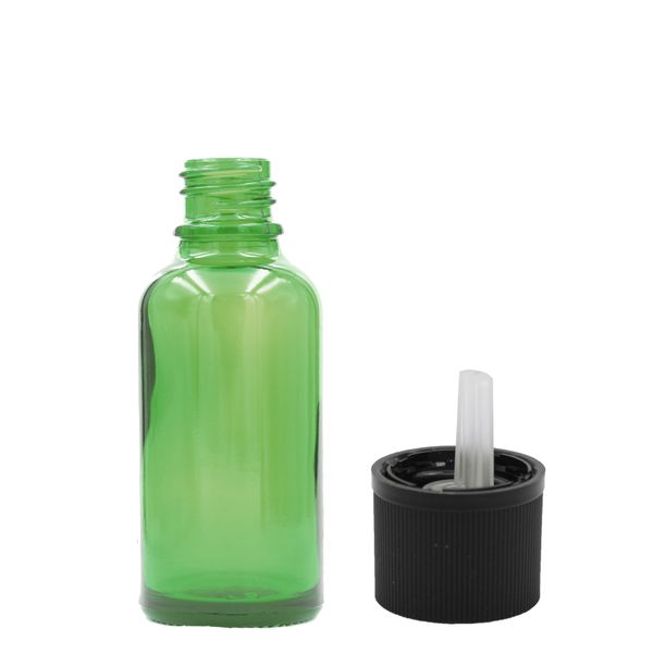 15ml Zelená Sklenená Fľaška s Uzáverom s Detskou Poistkou