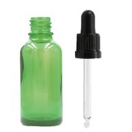 50ml Zelená Sklenená Fľaška s Kvapkadlom s Čiernou T/E Pipetou