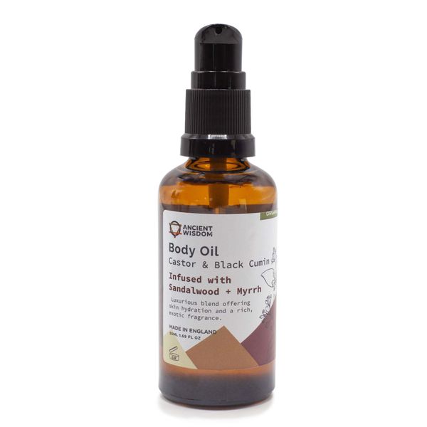 Organický Telový Olej 50ml - Santalové Drevo a Myrha