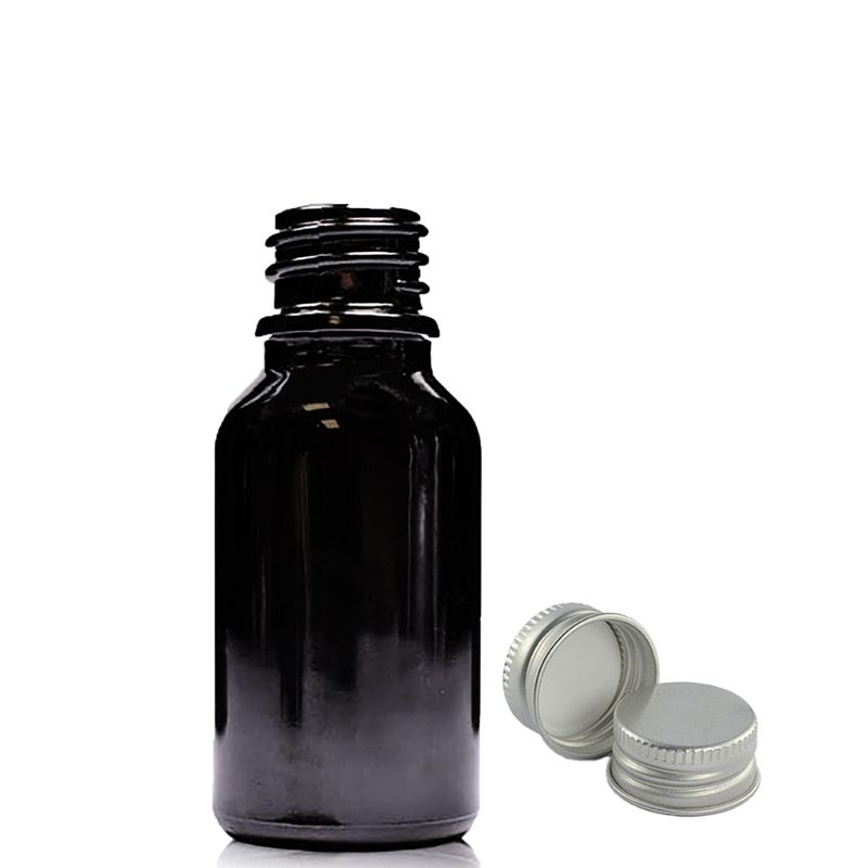 15ml Čierna Sklenená Fľaška s Hliníkovým Uzáverom