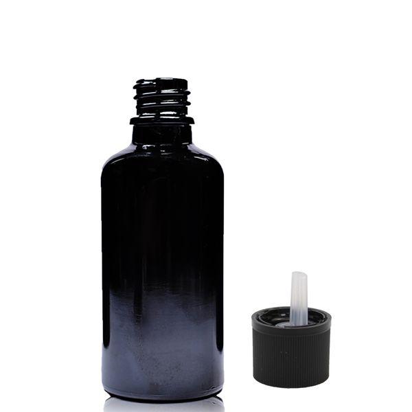 30ml Čierna Sklenená Fľaška s Uzáverom s Detskou Poistkou