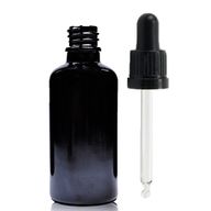 50ml Čierna Sklenená Fľaška s Kvapkadlom s Čiernou T/E Pipetou